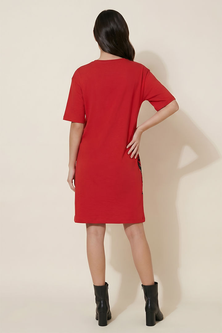 Zivame Devil Wears Prada Knit Cotton Lifewear Dress - Flame Scarlet — image 5